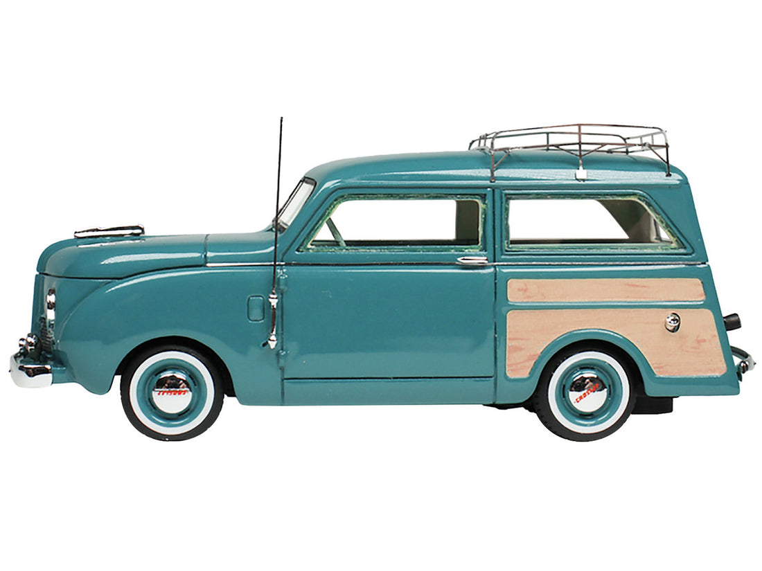 1949 Crosley Station Wagon Medium Blue with Roof Rack and Light Blue Interior Limited Edition to 240 pieces Worldwide 1/43 Model Car by Goldvarg Collection-1