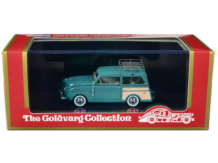 1949 Crosley Station Wagon Medium Blue with Roof Rack and Light Blue Interior Limited Edition to 240 pieces Worldwide 1/43 Model Car by Goldvarg Collection-0