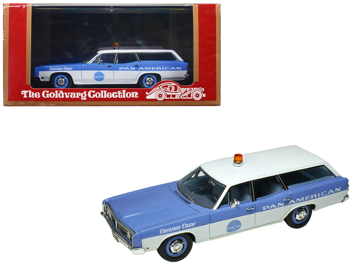 Ford Galaxie 1970 Station Wagon Blue and White with Blue Interior "Pan-American Airlines Ground Crew" Limited Edition to 180 pieces Worldwide 1/43 Model Car by Goldvarg Collection