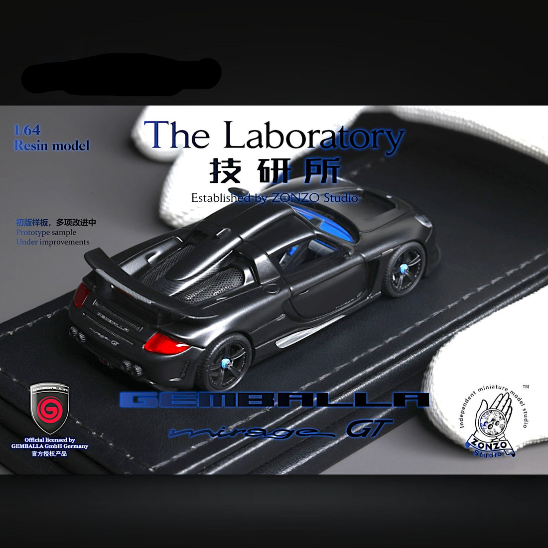 Gemballa Mirage GT MATTE BLACK 1:64 Resin by The Laboratory X ZONZO 3