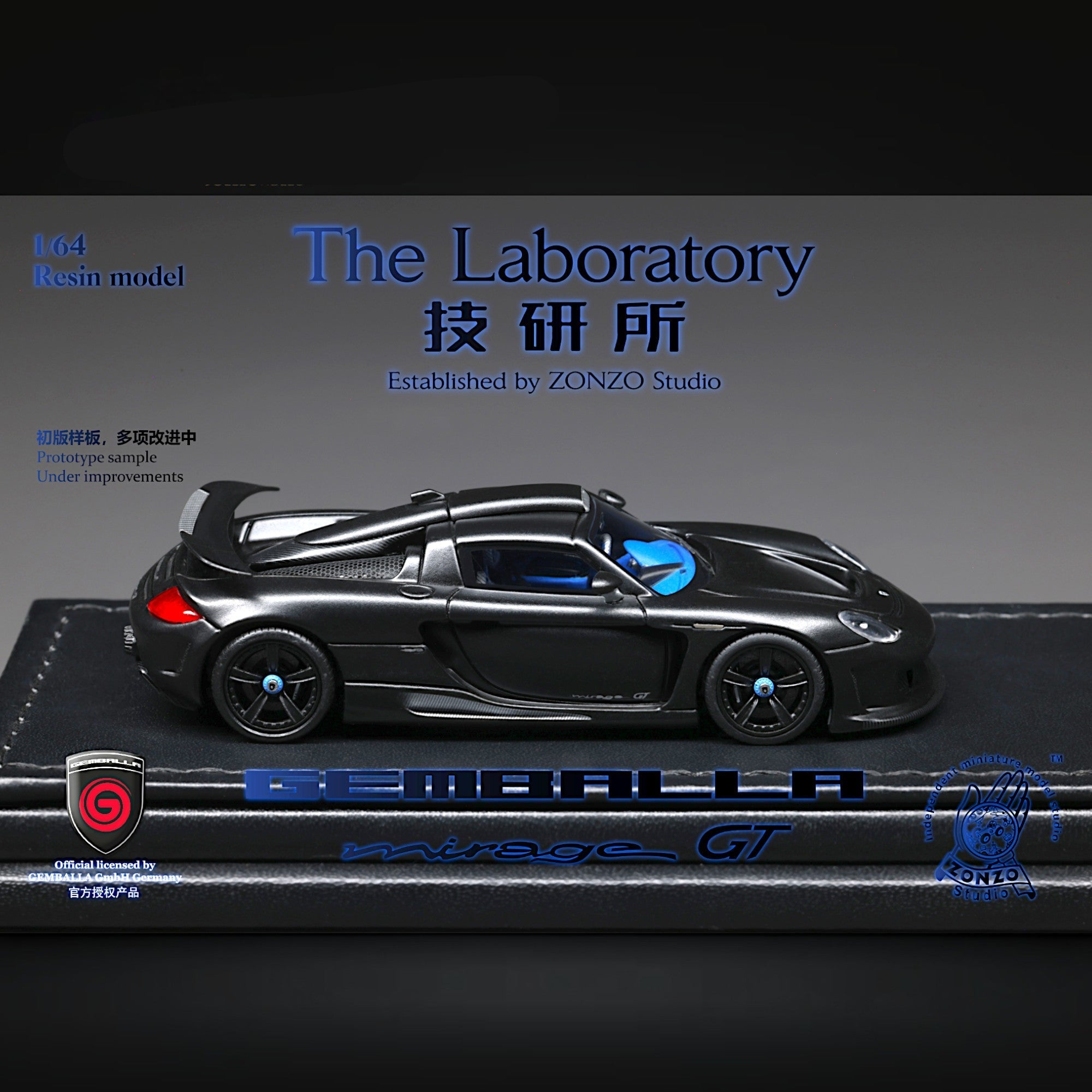 Gemballa Mirage GT MATTE BLACK 1:64 Resin by The Laboratory X