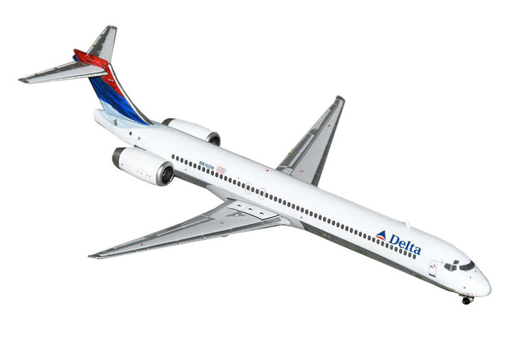 McDonnell Douglas MD-90 Commercial Aircraft "Delta Air Lines" (N910DN) White with Blue and Red Tail 1/400 Diecast Model Airplane by GeminiJets-0