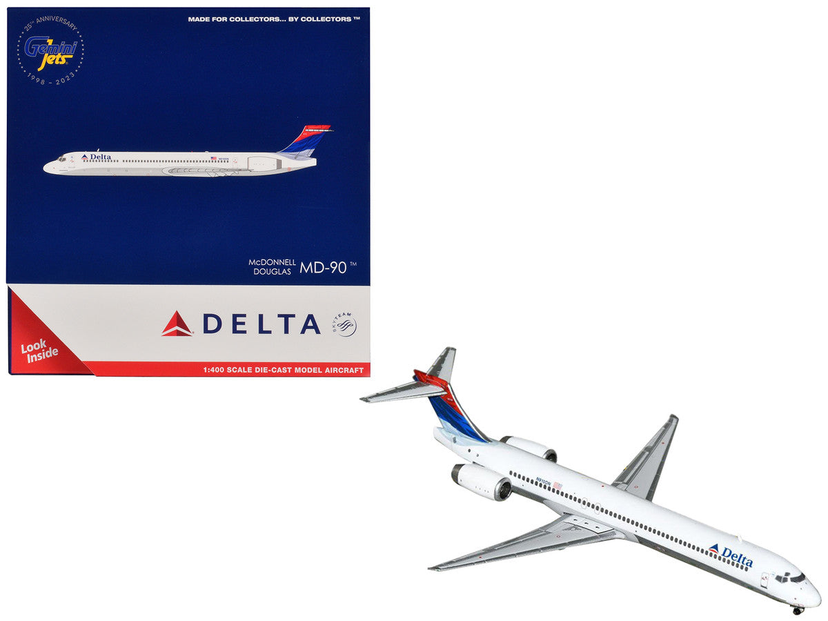 McDonnell Douglas MD-90 Commercial Aircraft "Delta Air Lines" (N910DN) White with Blue and Red Tail 1/400 Diecast Model Airplane by GeminiJets-2