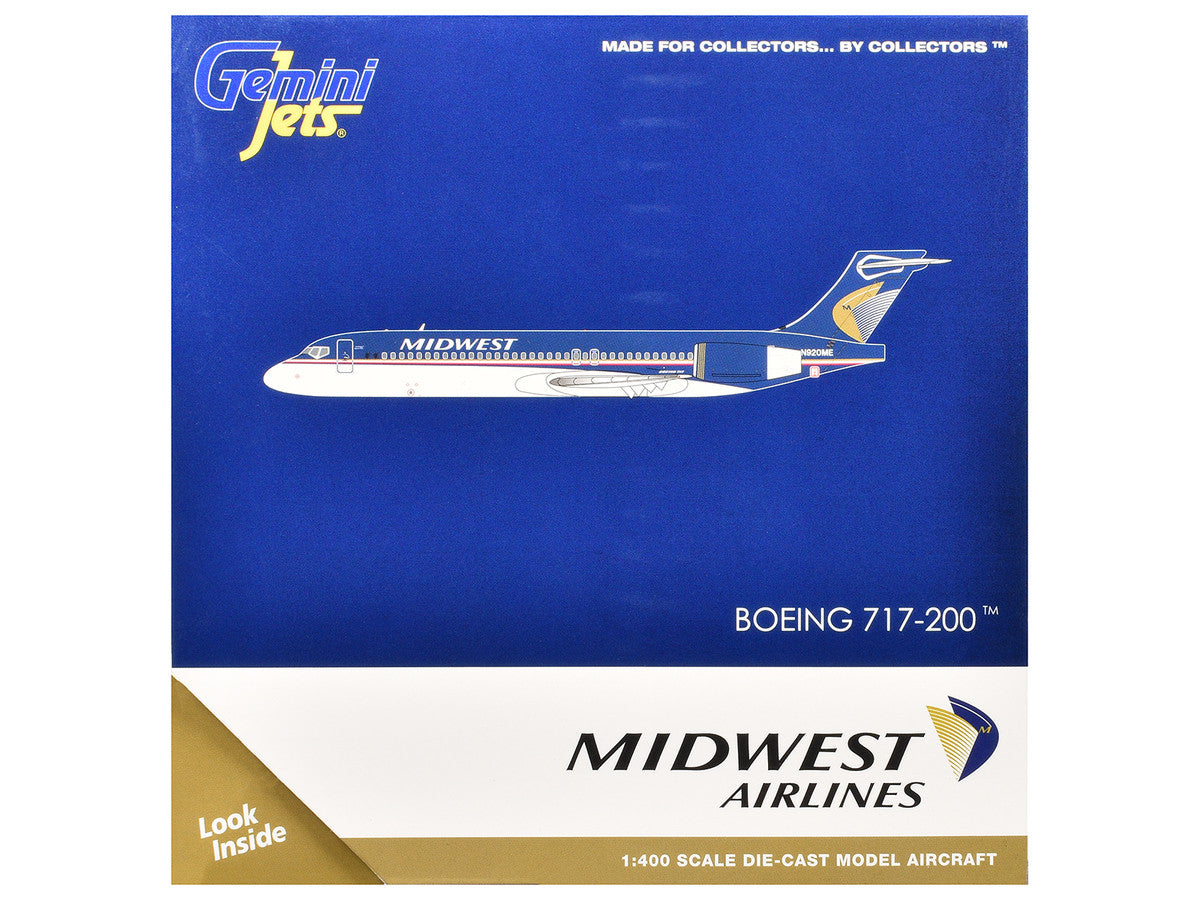 Boeing 717-200 Commercial Aircraft "Midwest Airlines" (N920ME) Blue and White 1/400 Diecast Model Airplane by GeminiJets-2