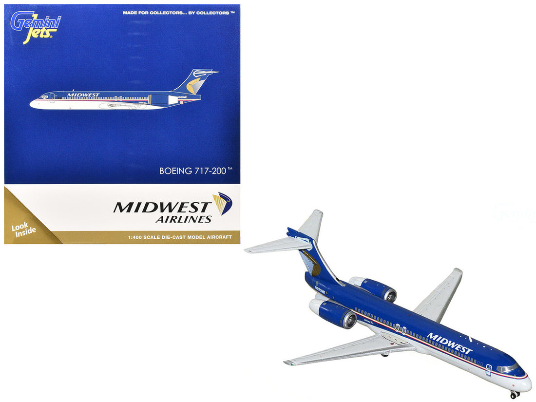 Boeing 717-200 Commercial Aircraft "Midwest Airlines" (N920ME) Blue and White 1/400 Diecast Model Airplane by GeminiJets-0
