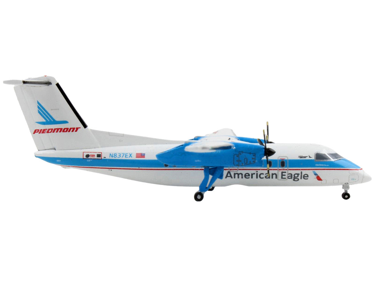 Bombardier Dash 8-100 Commercial Aircraft "American Airlines - American Eagle - Piedmont Airlines" White with Blue Stripes 1/400 Diecast Model Airplane by GeminiJets-1