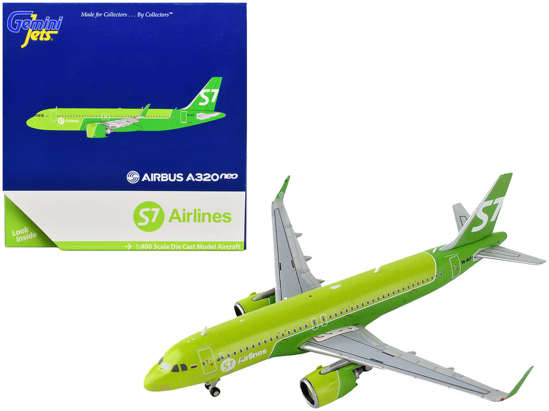 Airbus A320neo Commercial Aircraft "S7 Airlines" Green 1/400 Diecast Model Airplane by GeminiJets-0