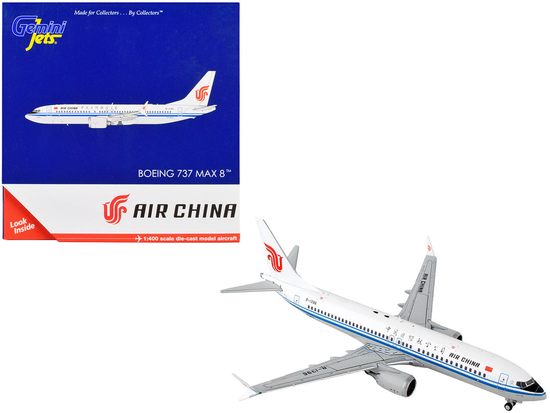 Boeing 737 MAX 8 Commercial Aircraft "Air China" White with Blue Stripes 1/400 Diecast Model Airplane by GeminiJets-0