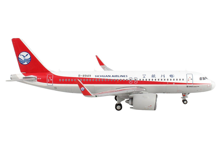 Airbus A320neo Commercial Aircraft "Sichuan Airlines" White with Red Stripes and Tail 1/400 Diecast Model Airplane by GeminiJets-1