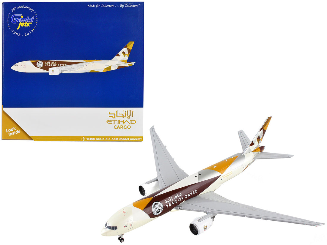 Boeing 777F Commercial Aircraft "Etihad Cargo - Year of Zayed" White with Graphics 1/400 Diecast Model Airplane by GeminiJets-0