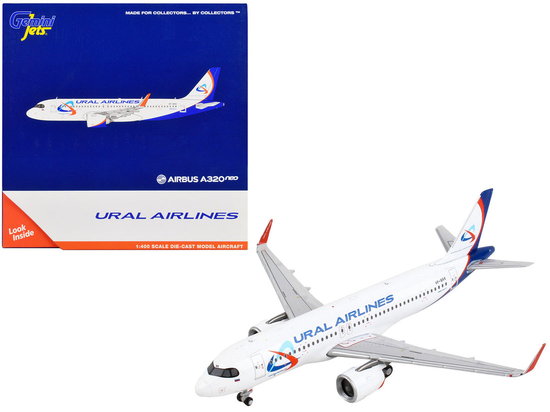 Airbus A320neo Commercial Aircraft "Ural Airlines" White with Blue Tail 1/400 Diecast Model Airplane by GeminiJets-0