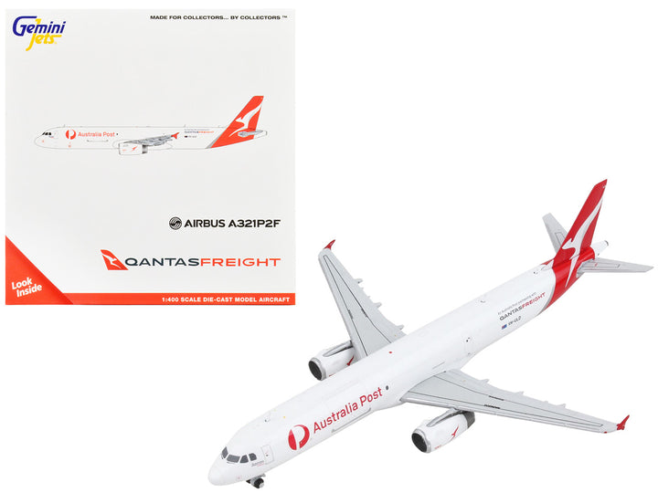 Airbus A321P2F Commercial Aircraft "Qantas Freight - Australia Post" White with Red Tail 1/400 Diecast Model Airplane by GeminiJets-0