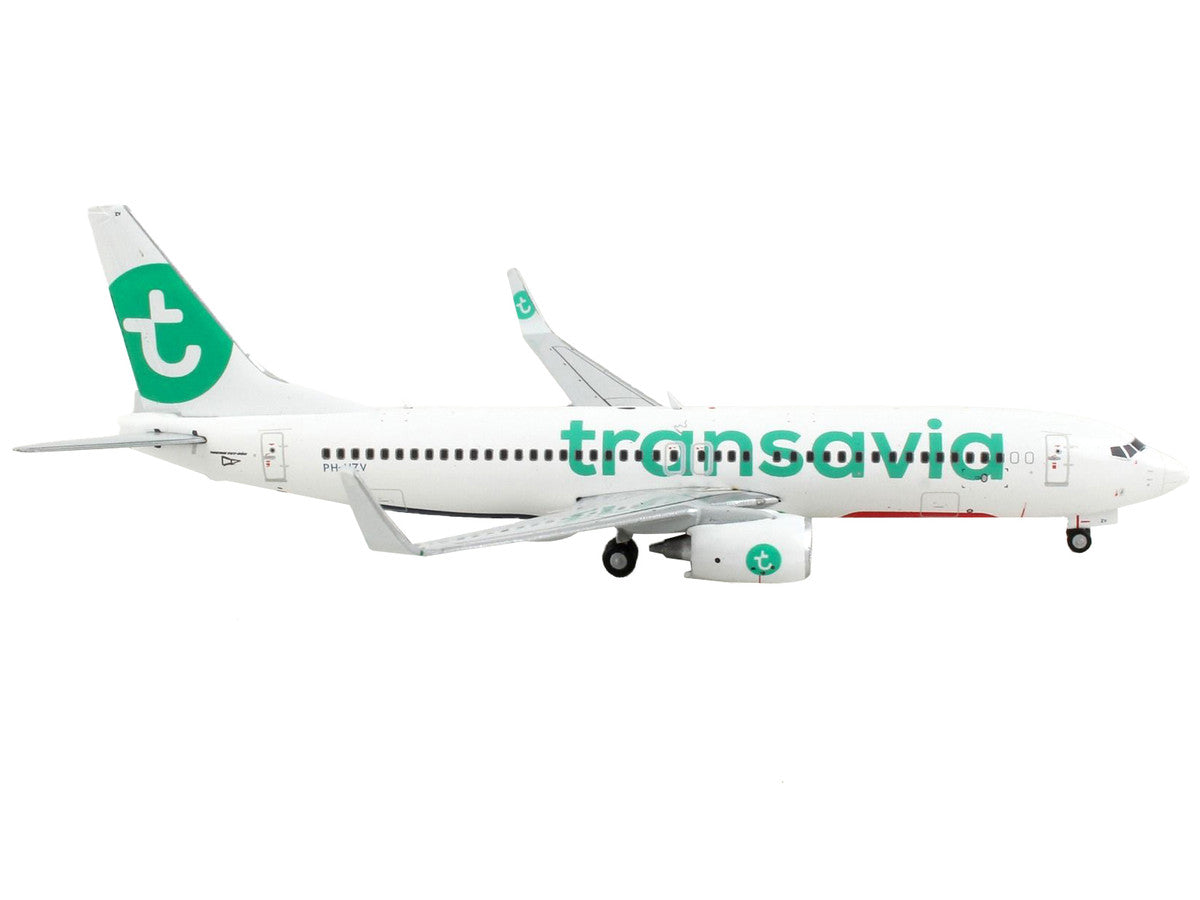 Boeing 737-800 Commercial Aircraft "Transavia Airlines" White with Green Tail 1/400 Diecast Model Airplane by GeminiJets-1