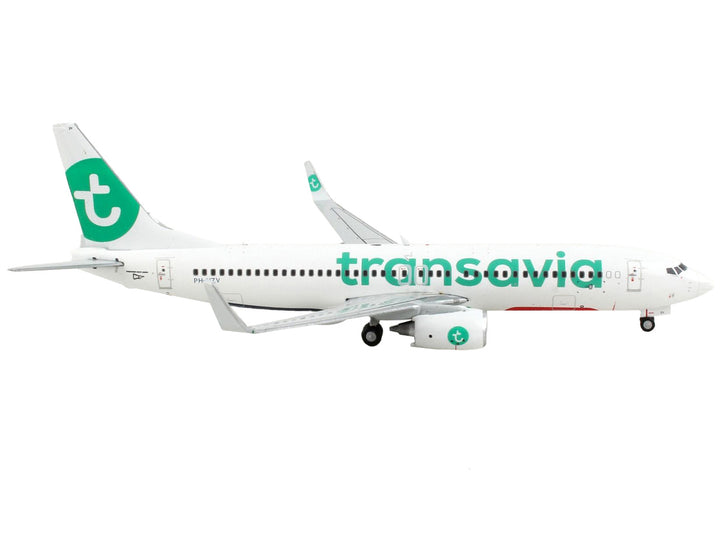 Boeing 737-800 Commercial Aircraft "Transavia Airlines" White with Green Tail 1/400 Diecast Model Airplane by GeminiJets-1