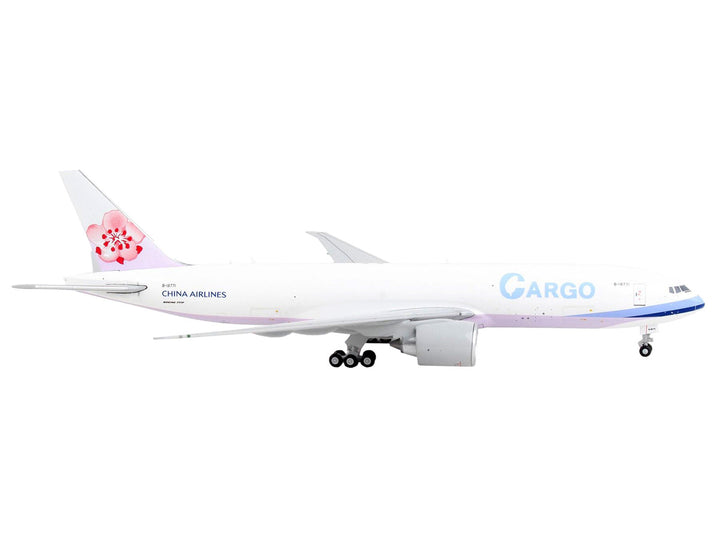 Boeing 777F Commercial Aircraft "China Airlines Cargo" White with Purple Stripes and Tail 1/400 Diecast Model Airplane by GeminiJets-1