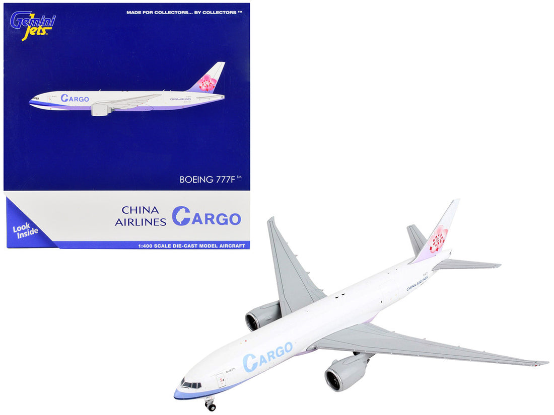 Boeing 777F Commercial Aircraft "China Airlines Cargo" White with Purple Stripes and Tail 1/400 Diecast Model Airplane by GeminiJets-0