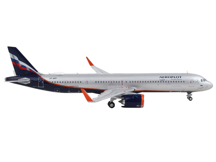 Airbus A321neo Commercial Aircraft "Aeroflot" Silver Metallic with Dark Blue Tail 1/400 Diecast Model Airplane by GeminiJets-1