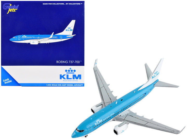 Boeing 737-700 Commercial Aircraft "KLM Royal Dutch Airlines" Blue and White 1/400 Diecast Model Airplane by GeminiJets-0