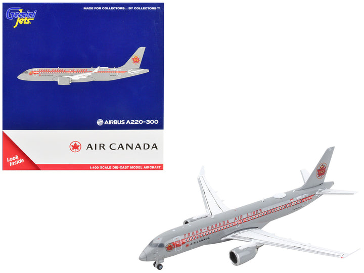 Airbus A220-300 Commercial Aircraft "Trans-Canada Air Lines - Air Canada" Gray with Red Stripes 1/400 Diecast Model Airplane by GeminiJets-0