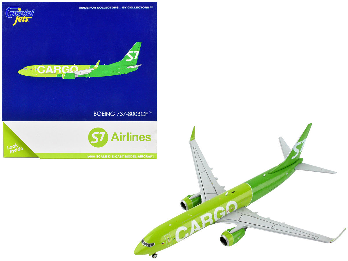 Boeing 737-800BCF Commercial Aircraft "S7 Airlines Cargo" Green 1/400 Diecast Model Airplane by GeminiJets-0