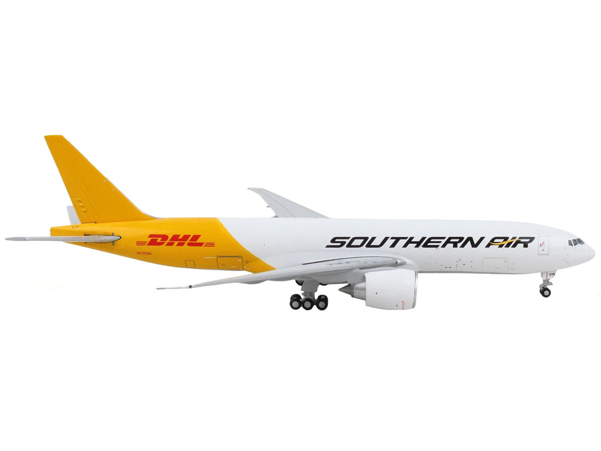 Boeing 777F Commercial Aircraft "Southern Air - DHL" White and Yellow 1/400 Diecast Model Airplane by GeminiJets-1