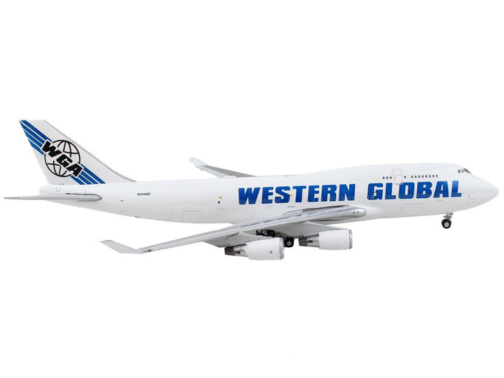 Boeing 747-400F Commercial Aircraft "Western Global" White with Blue Tail Stripes 1/400 Diecast Model Airplane by GeminiJets-1