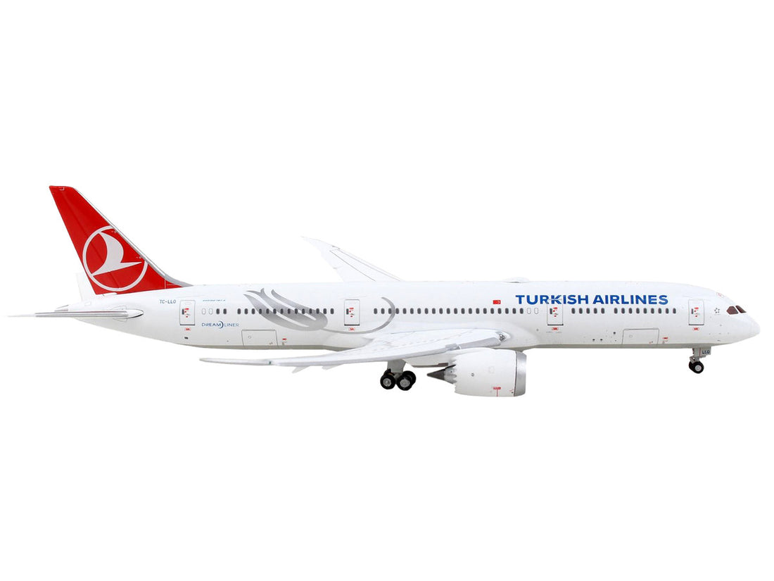 Boeing 787-9 Commercial Aircraft with Flaps Down "Turkish Airlines" White with Red Tail 1/400 Diecast Model Airplane by GeminiJets-2