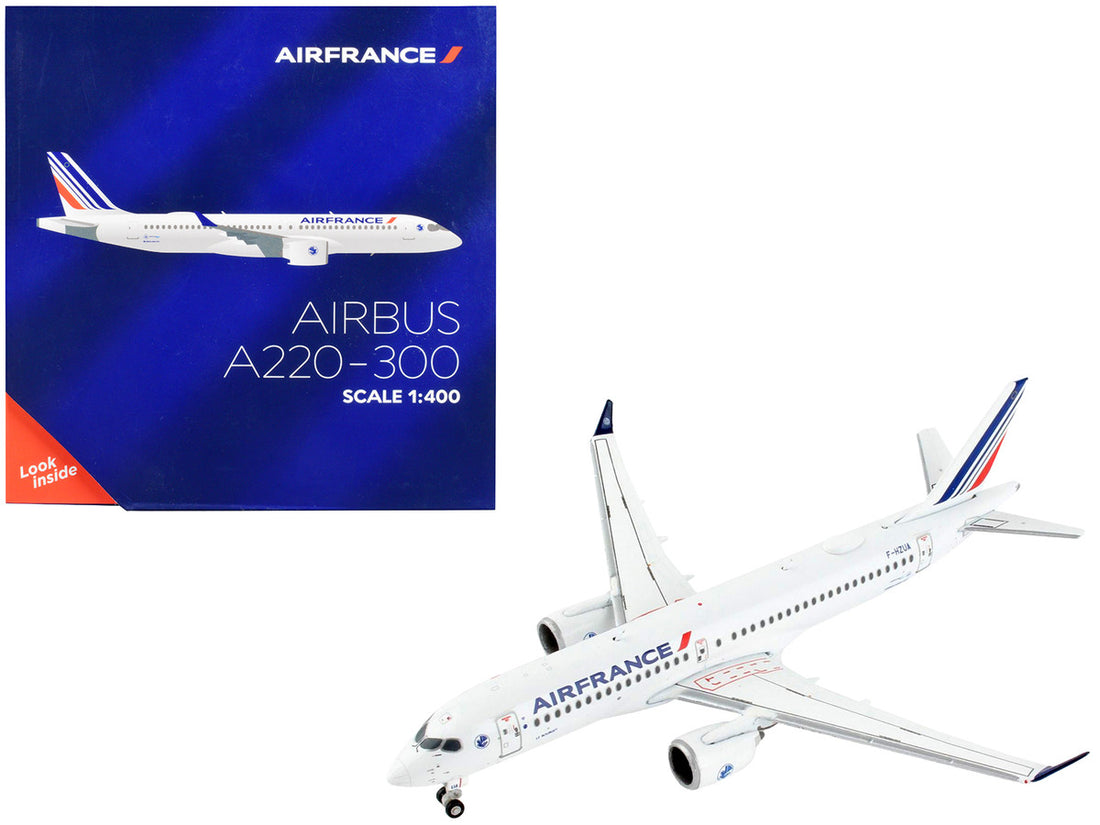 Airbus A220-300 Commercial Aircraft "Air France" White with Tail Stripes 1/400 Diecast Model Airplane by GeminiJets-0