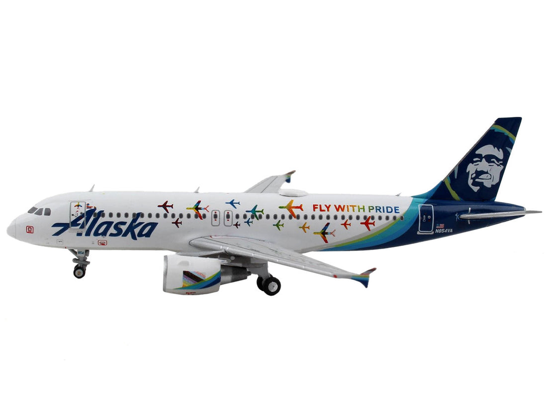 Airbus A320 Commercial Aircraft "Alaska Airlines - Fly with Pride" White with Blue Tail 1/400 Diecast Model Airplane by GeminiJets-1