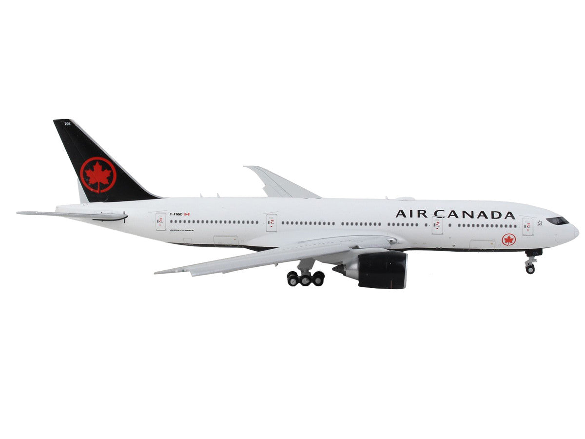 Boeing 777-200LR Commercial Aircraft with Flaps Down "Air Canada" White with Black Tail 1/400 Diecast Model Airplane by GeminiJets-3