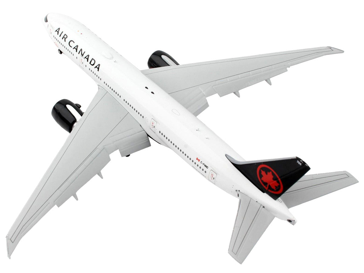 Boeing 777-200LR Commercial Aircraft with Flaps Down "Air Canada" White with Black Tail 1/400 Diecast Model Airplane by GeminiJets-1