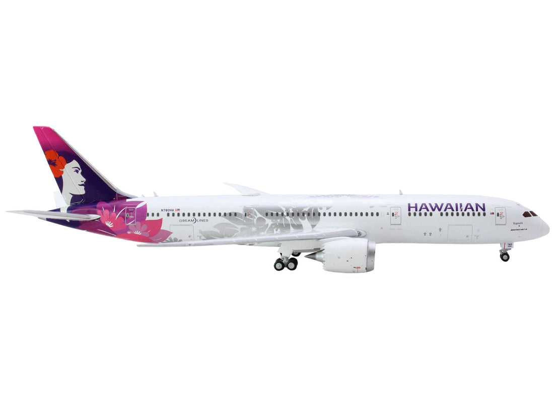 Boeing 787-9 Dreamliner Commercial Aircraft "Hawaiian Airlines" (N780HA) White with Purple Tail 1/400 Diecast Model Airplane by GeminiJets-1