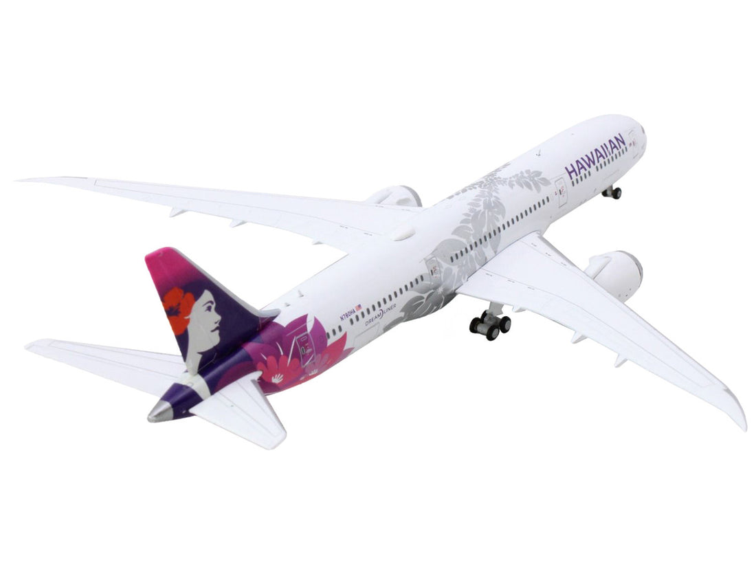 Boeing 787-9 Dreamliner Commercial Aircraft "Hawaiian Airlines" (N780HA) White with Purple Tail 1/400 Diecast Model Airplane by GeminiJets-2