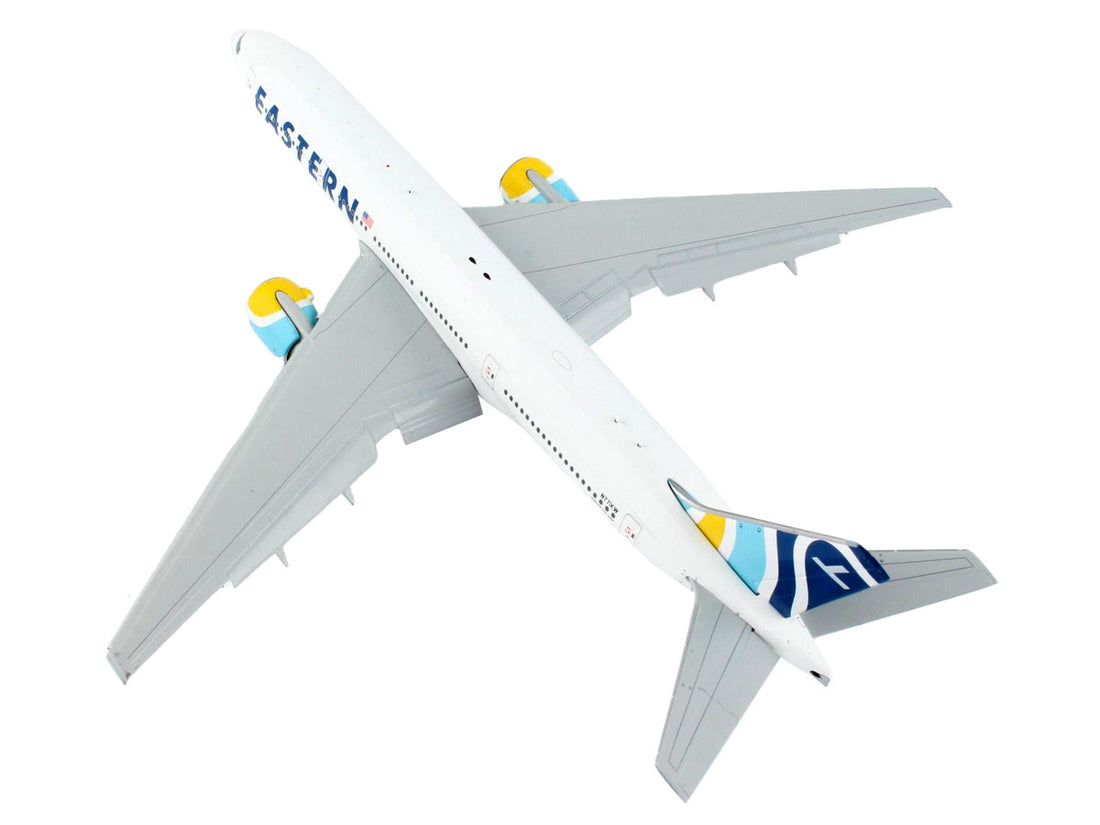 Boeing 777-200ER Commercial Aircraft with Flaps Down "Eastern Air Lines" White with Striped Tail 1/400 Diecast Model Airplane by GeminiJets-2