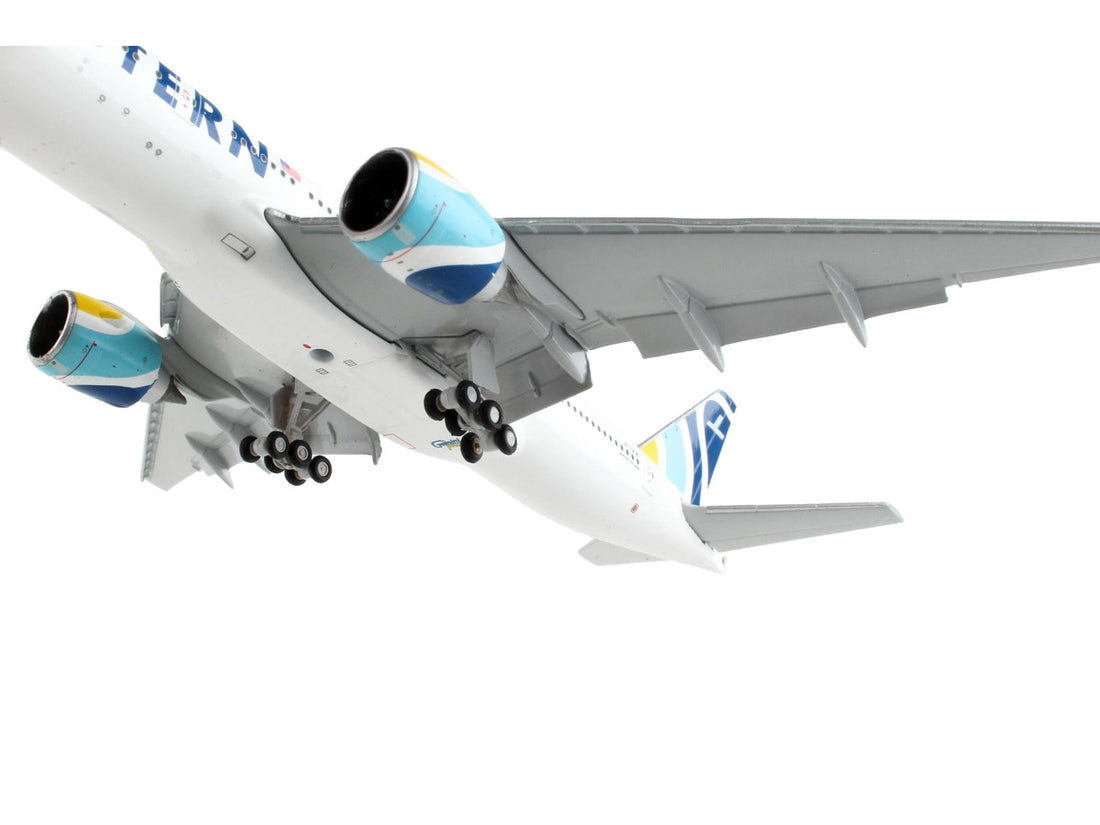 Boeing 777-200ER Commercial Aircraft with Flaps Down "Eastern Air Lines" White with Striped Tail 1/400 Diecast Model Airplane by GeminiJets-3