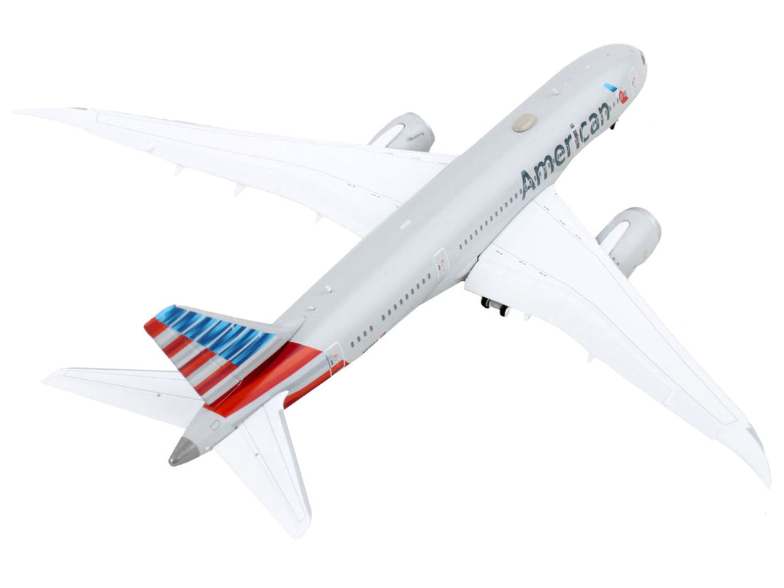 Boeing 787-8 Commercial Aircraft with Flaps Down "American Airlines" Gray with Striped Tail 1/400 Diecast Model Airplane by GeminiJets-2