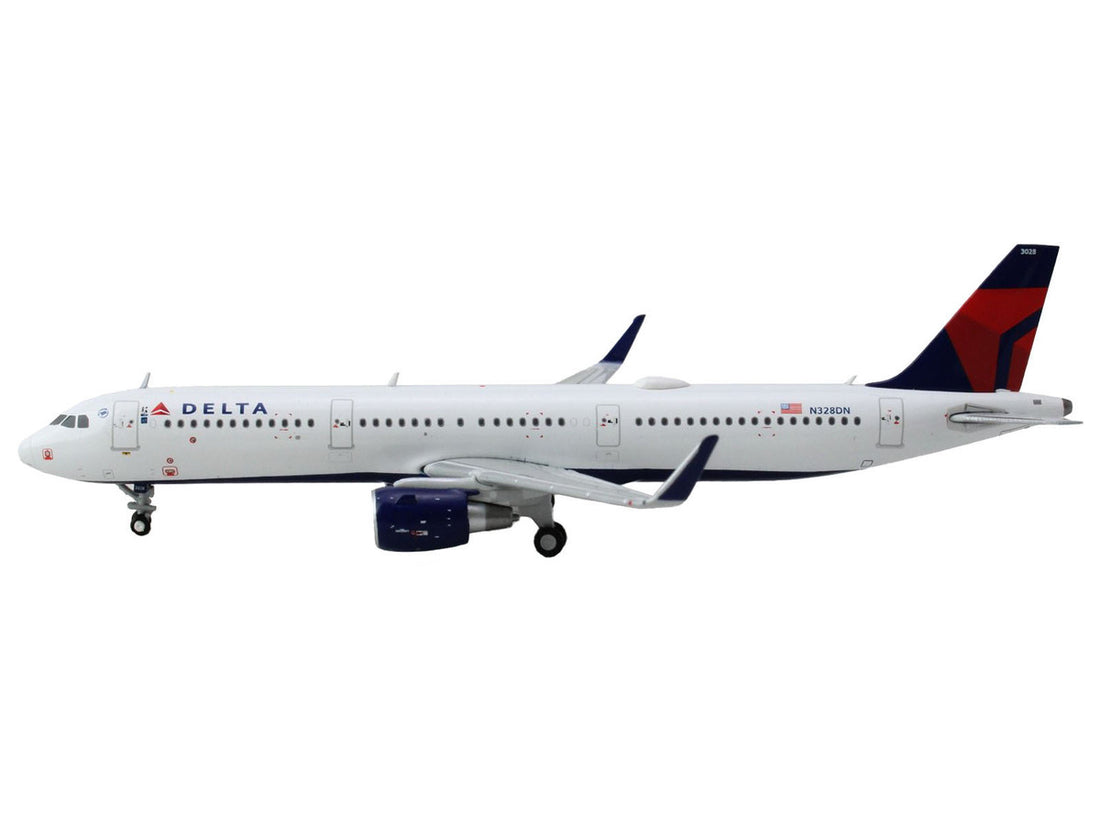 Airbus A321 Commercial Aircraft "Delta Air Lines" (N328DN) White with Red and Blue Tail 1/400 Diecast Model Airplane by GeminiJets-2