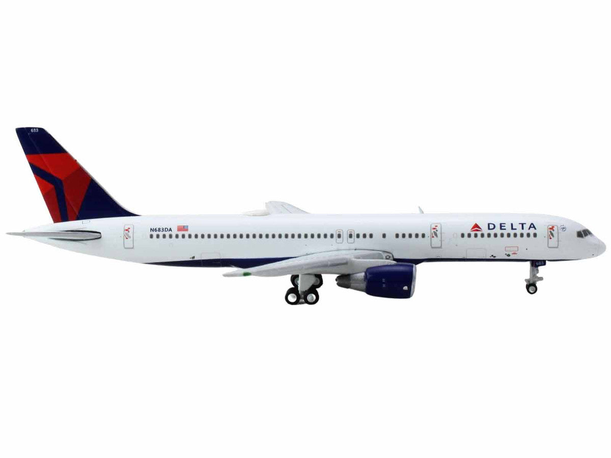 Boeing 757-200 Commercial Aircraft "Delta Air Lines" (N683DA) White with Red and Blue Tail 1/400 Diecast Model Airplane by GeminiJets-1