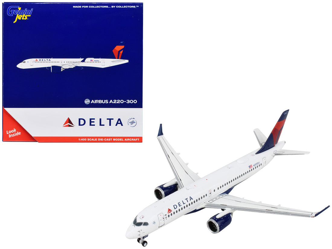 Airbus A220-300 Commercial Aircraft "Delta Airlines" White with Blue and Red Tail 1/400 Diecast Model Airplane by GeminiJets-0