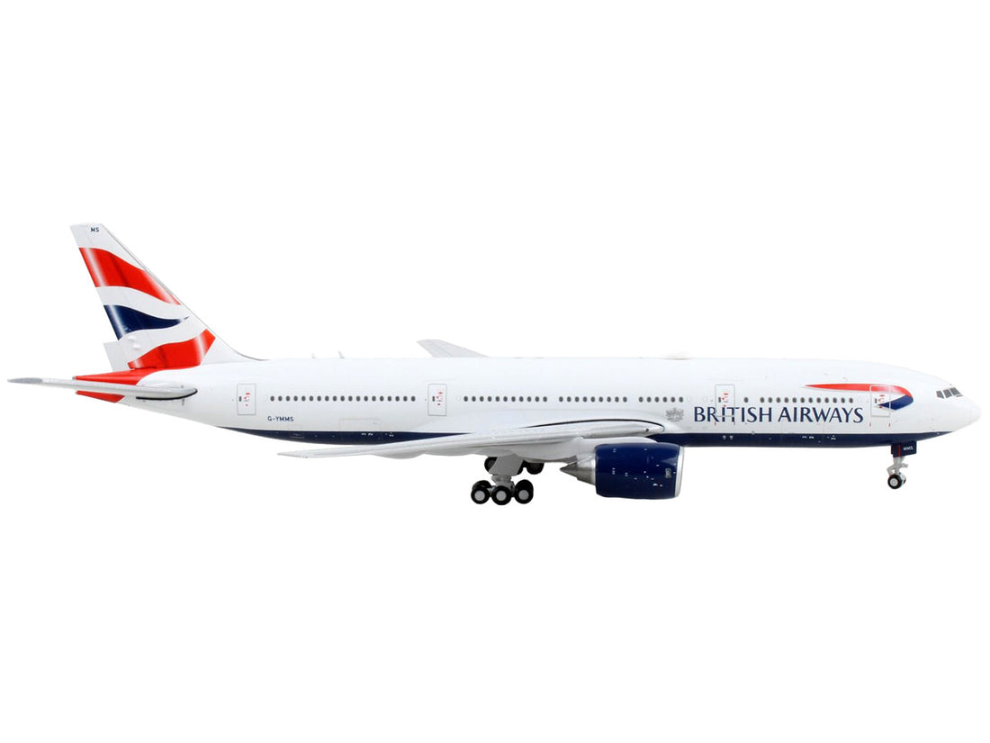 Boeing 777-200ER Commercial Aircraft "British Airways" White with Tail Stripes 1/400 Diecast Model Airplane by GeminiJets-1