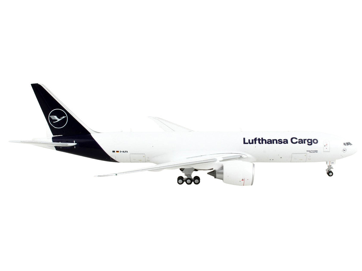 Boeing 777F Commercial Aircraft "Lufthansa Cargo" White with Dark Blue Tail 1/400 Diecast Model Airplane by GeminiJets-1