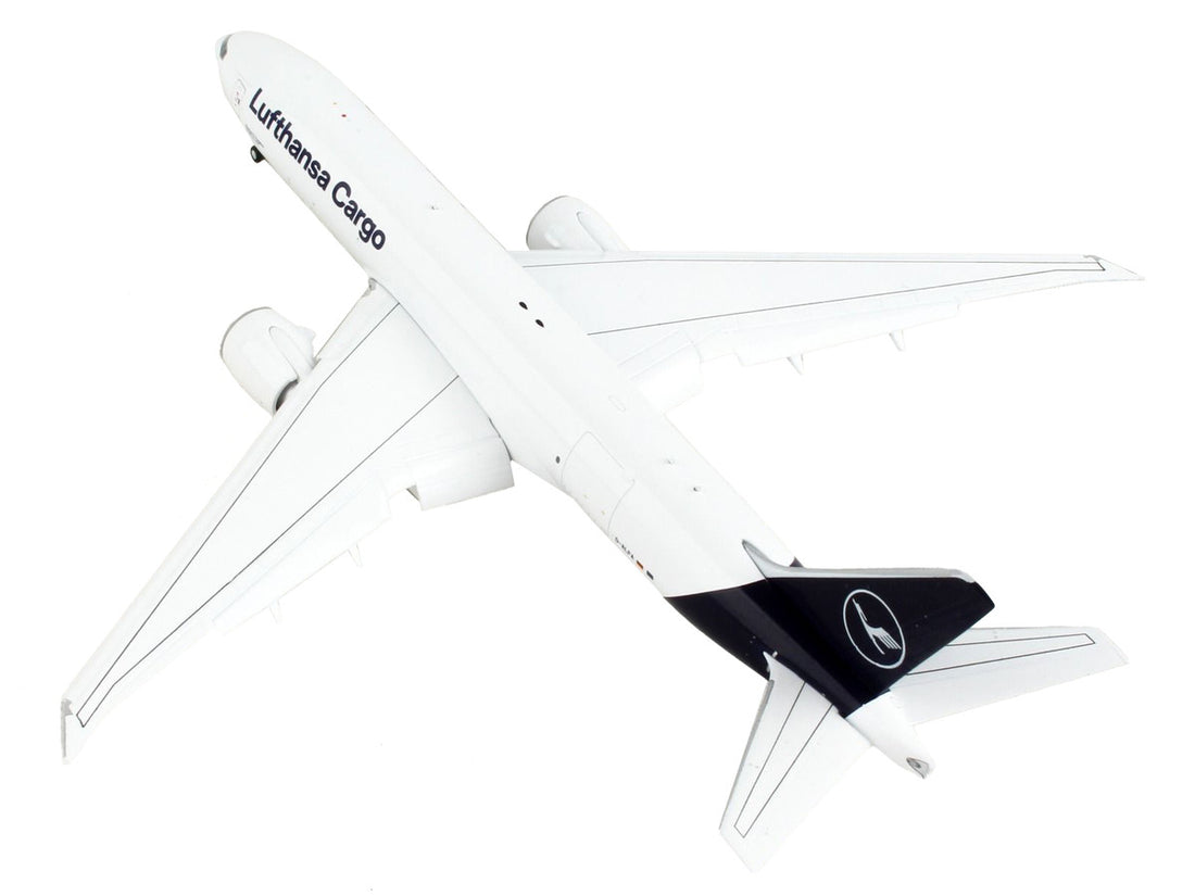 Boeing 777F Commercial Aircraft with Flaps Down "Lufthansa Cargo" White with Dark Blue Tail 1/400 Diecast Model Airplane by GeminiJets-2