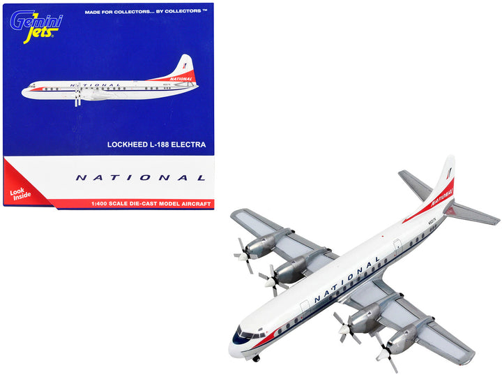 Lockheed L-188 Electra Commercial Aircraft "National Airlines" White with Red Tail 1/400 Diecast Model Airplane by GeminiJets-0