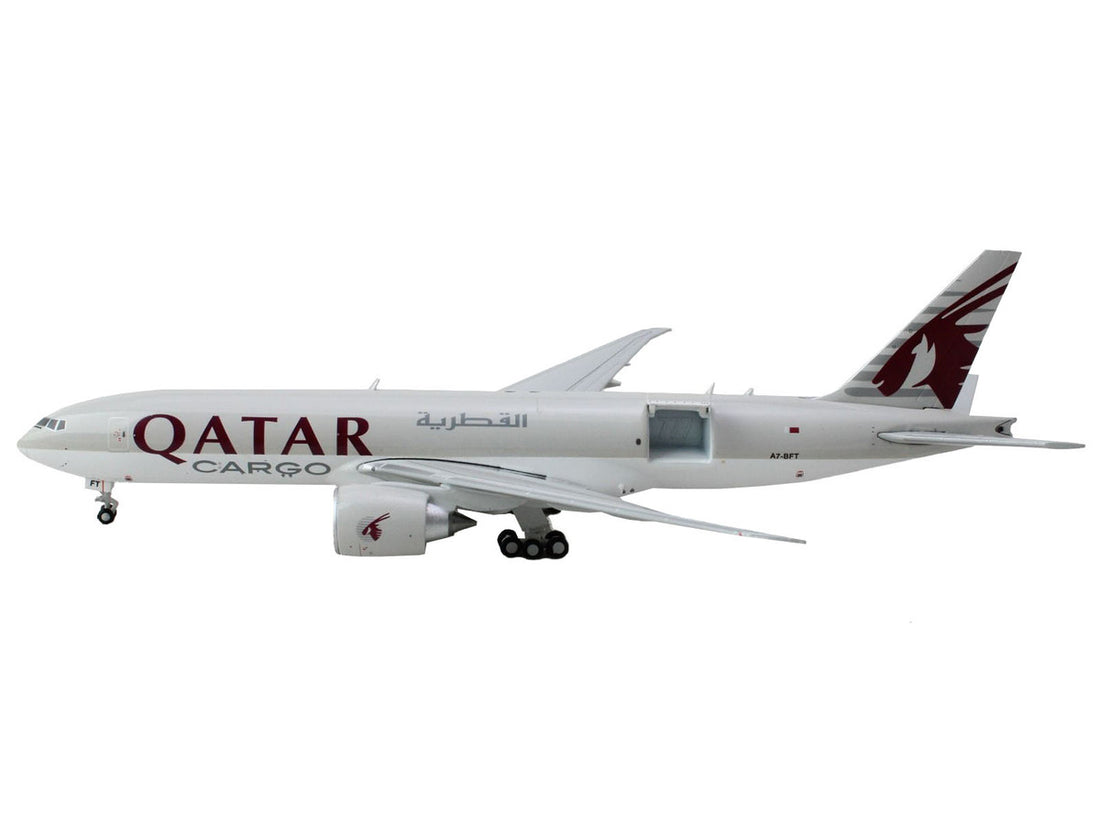 Boeing 777F Commercial Aircraft "Qatar Airways" (A7-BFT) Gray with Tail Graphics "Interactive Series" 1/400 Diecast Model Airplane by GeminiJets-2