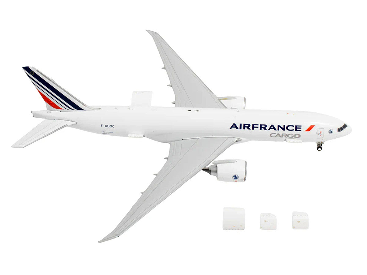Boeing 777F Commercial Aircraft "Air France Cargo" (F-GUOC) White with Red and Blue Striped Tail "Interactive Series" 1/400 Diecast Model Airplane by GeminiJets