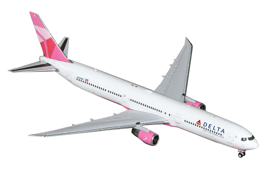 Boeing 767-400ER Commercial Aircraft "Delta Air Lines - Breast Cancer Research Foundation" (N845MH) White with Pink Tail 1/400 Diecast Model Airplane by GeminiJets-0