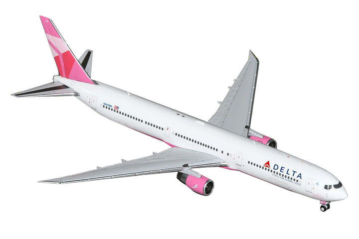 Boeing 767-400ER Commercial Aircraft "Delta Air Lines - Breast Cancer Research Foundation" (N845MH) White with Pink Tail 1/400 Diecast Model Airplane by GeminiJets-0