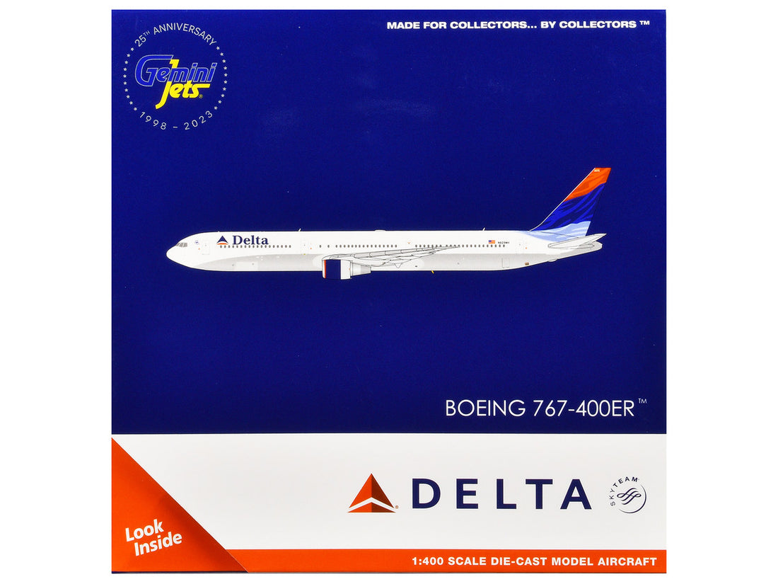 Boeing 767-400ER Commercial Aircraft "Delta Air Lines" (N829MH) White with Red and Blue Tail 1/400 Diecast Model Airplane by GeminiJets-2