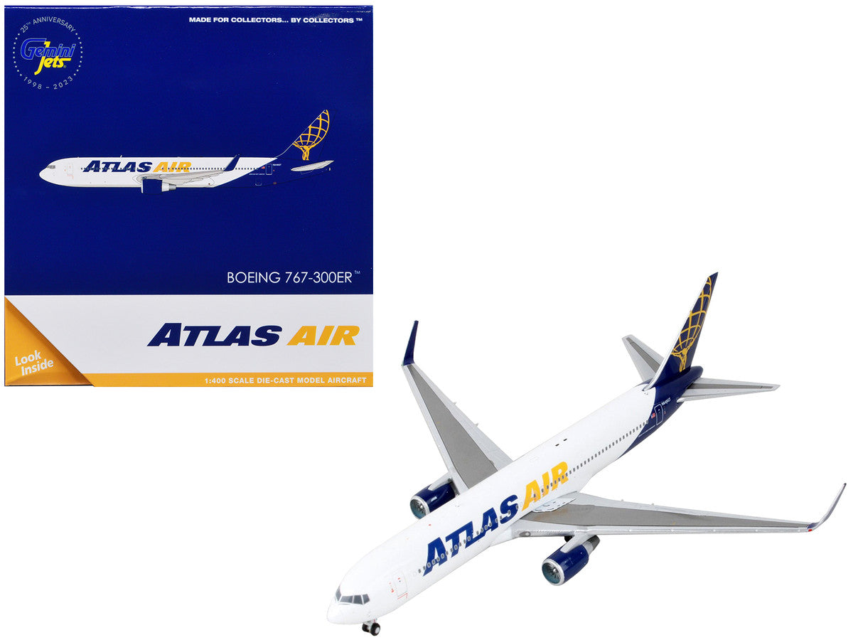 Boeing 767-300ER Commercial Aircraft "Atlas Air" White and Blue 1/400 Diecast Model Airplane by GeminiJets-0