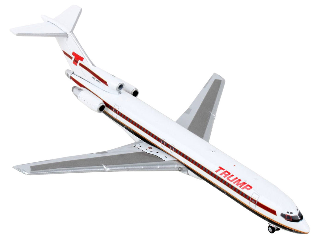 Boeing 727-200 Commercial Aircraft "Trump Shuttle" White with Red Stripes 1/400 Diecast Model Airplane by GeminiJets-2
